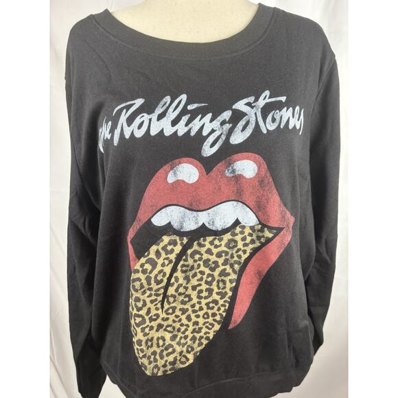 Rolling Stones Leopard Tounge Scoop Neck Sweatshirt NWOT 2X - Picture 4 of 5